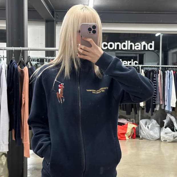 폴로 랄프로렌의 빅포니 자수 네이비 하프 집업