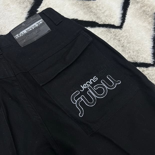 [30]FUBU 00s 더블니 데님팬츠/블랙