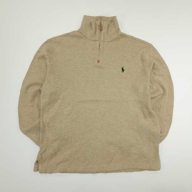 CN775 S 폴로 랄프로렌 오트밀베이지 하프집업 긴팔 니트 스웨터