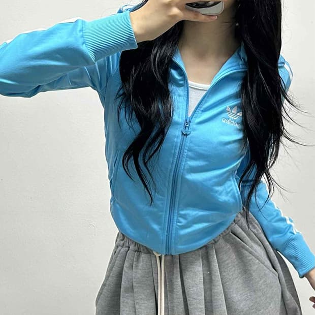 아디다스 파이어버드 대장급 뮤트하늘 세미크롭 걸즈 트랙탑 희귀져지(34)