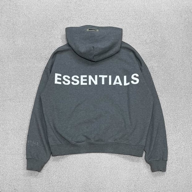 에센셜 피어오브갓 백 로고 리플렉티브 후드티 그레이