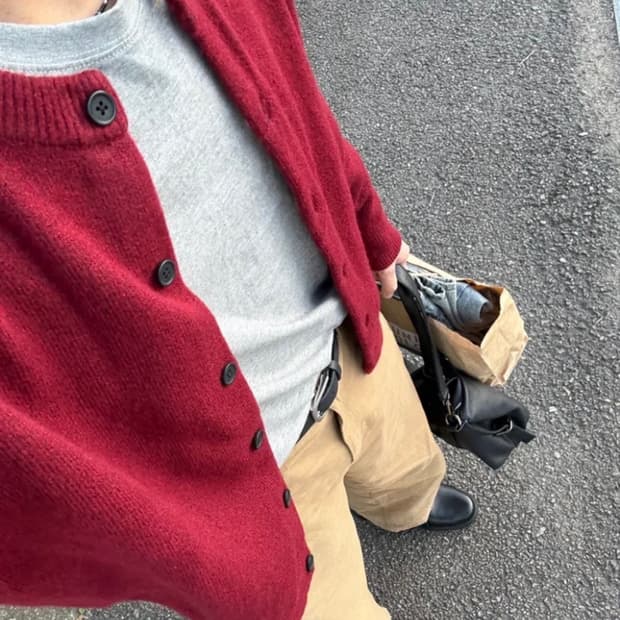 핀터깔 트릴리옴사이드 턱 스냅 버튼 와이드 코튼팬츠 L