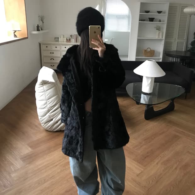 vintage black fur jacket