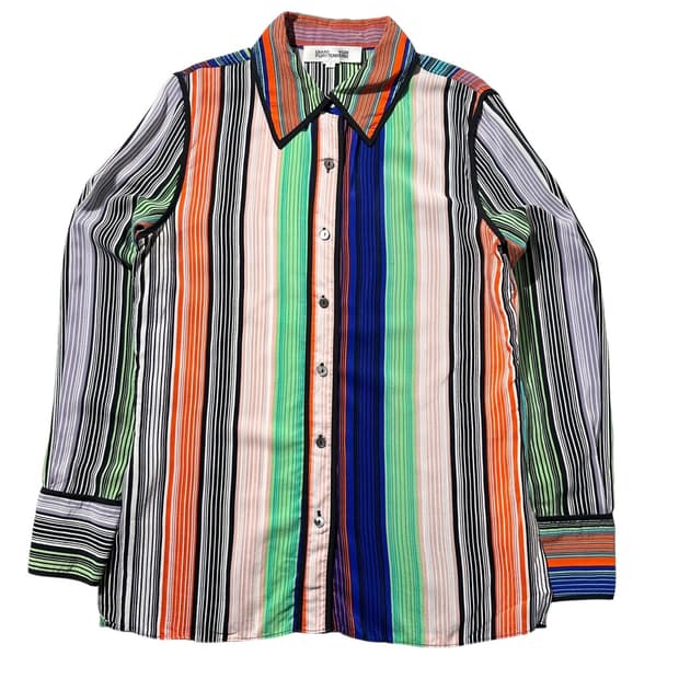 다이앤 본 퍼스텐버그 실크 스트라이프 파이핑 셔츠