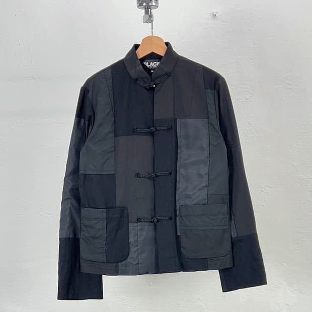 꼼데가르송 블랙 18fw 블랙 패치워크 차이니즈 쿵푸 카라 자켓