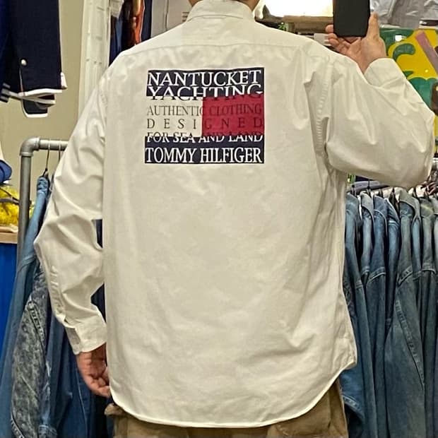 90s USA 타미힐피거 빅로고 주머니 코튼셔츠