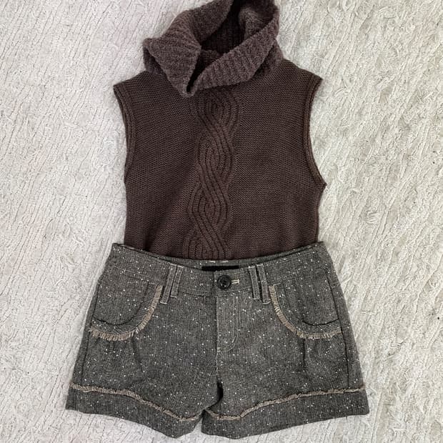 vintage kirakira wool shorts