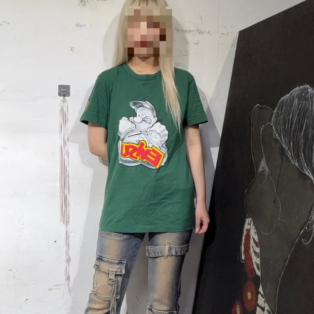 에비수 뽀빠이 올드스쿨 힙합 캐릭터 그랙픽 반팔 티셔츠 M