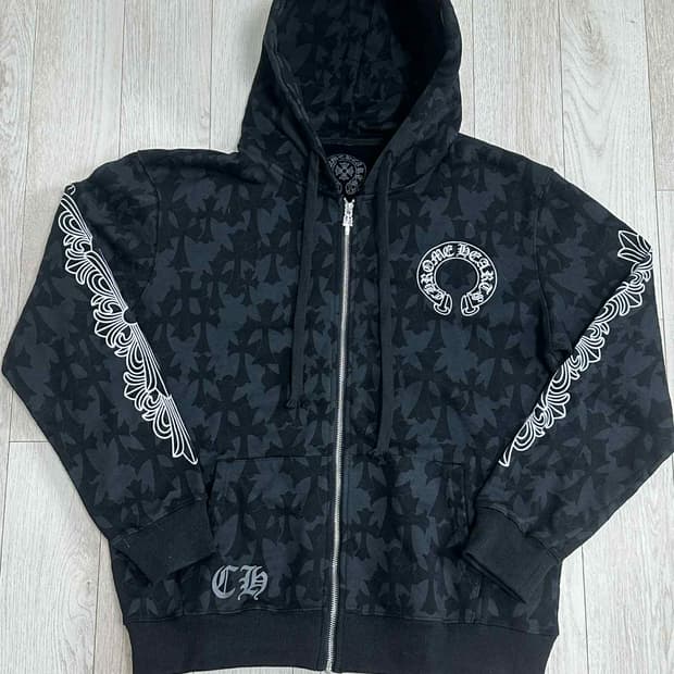 크롬하츠 세메터리 크로스 후드집업