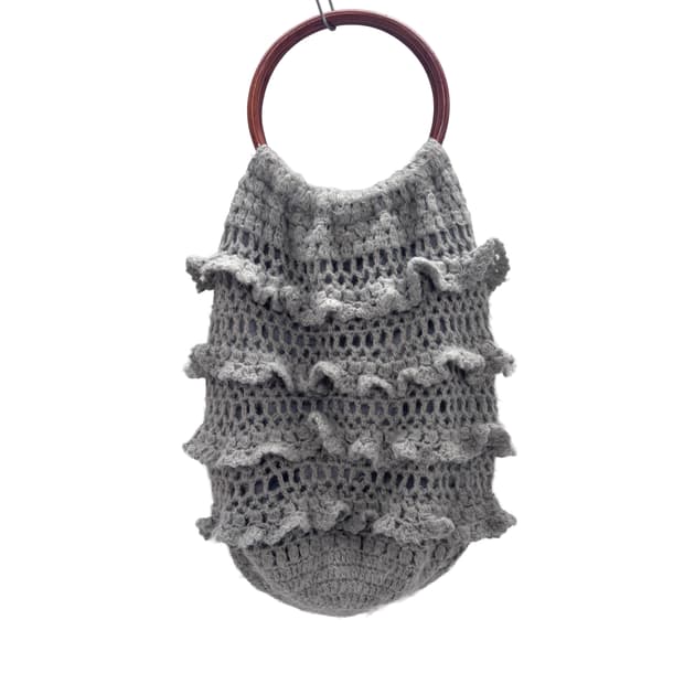 그레이 캉캉 프릴 니트 우디링 백