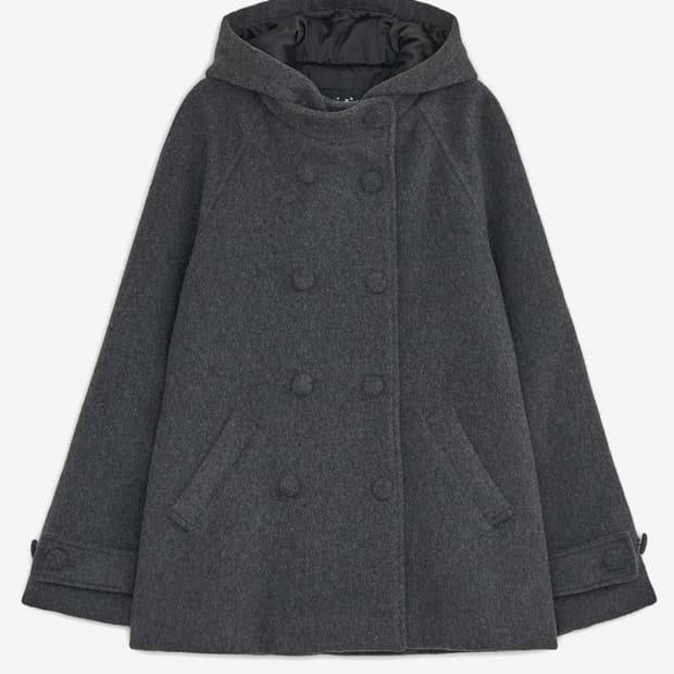 새상품) 허그유어스킨 허유스 후드 하프 코트 차콜