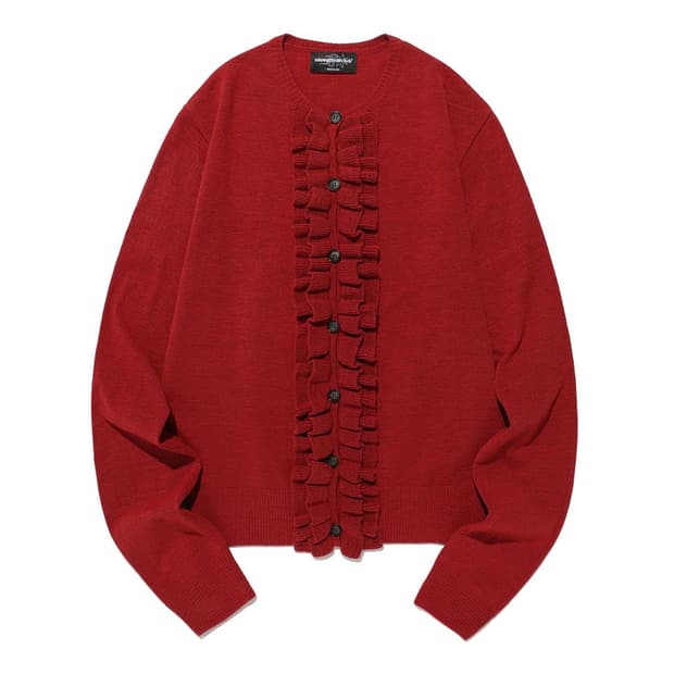 niceghostclub frill knit cardigan (red)