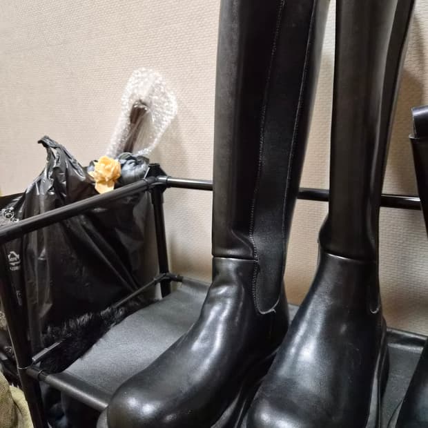 리얼소가죽 롱부츠 