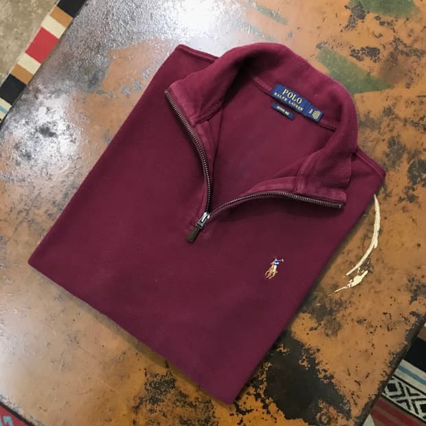 폴로랄프로렌 버건디 코튼 반집업 풀오버 남성 105 사이즈