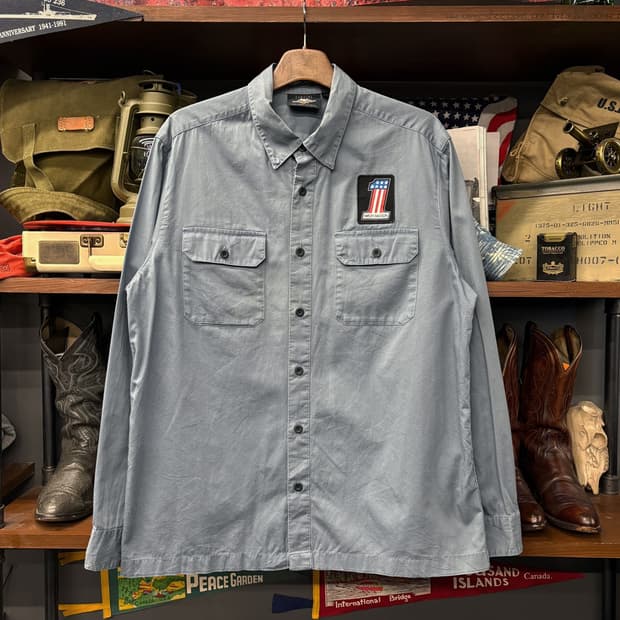 00s 할리데이비슨 모터사이클 레터링 원패치 코튼 워크셔츠 N198