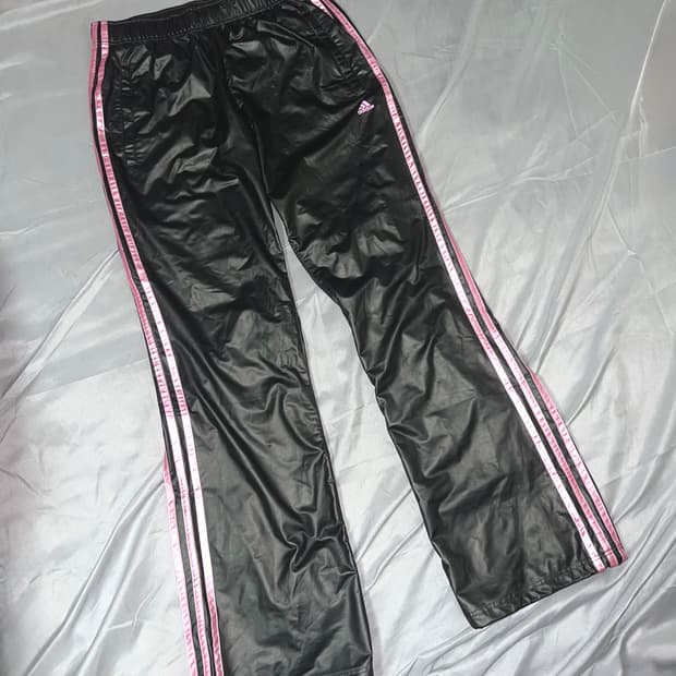✨Adidas✨pink gray glossy track pants y2k