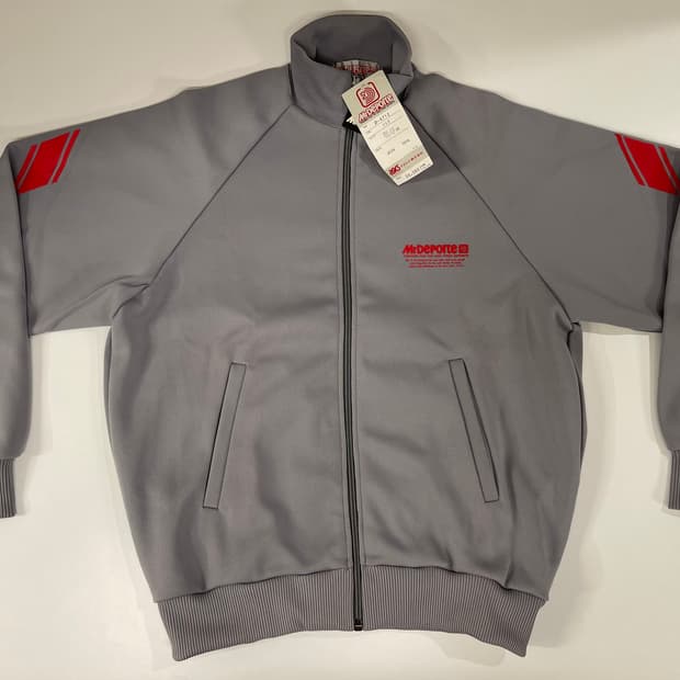 아식스 미스터 데포르테 90s 올드 트랙탑 져지 자켓 1990 그레이