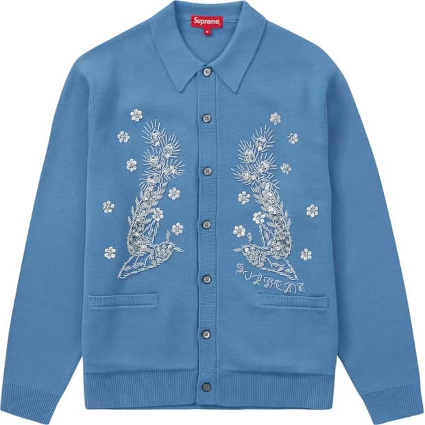 Supreme 슈프림 아플리케 비디드 가디건 블루
