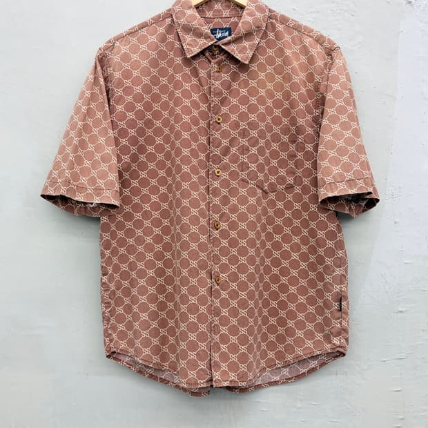 스투시 80s USA SS링크 패턴 셔츠