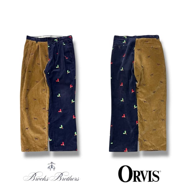  오비스 x 브룩스브라더스 배색 패턴 코듀로이 팬츠 y13882