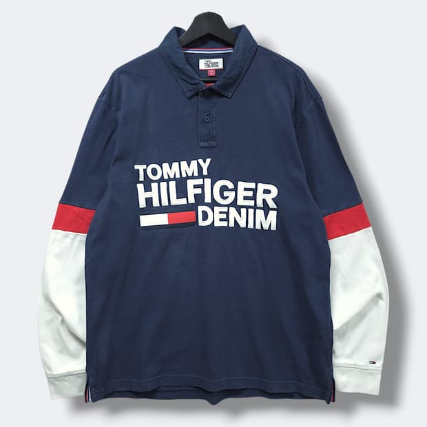 [L] 타미힐피거 컬러블럭 긴팔 럭비  PK 긴팔 카라티셔츠