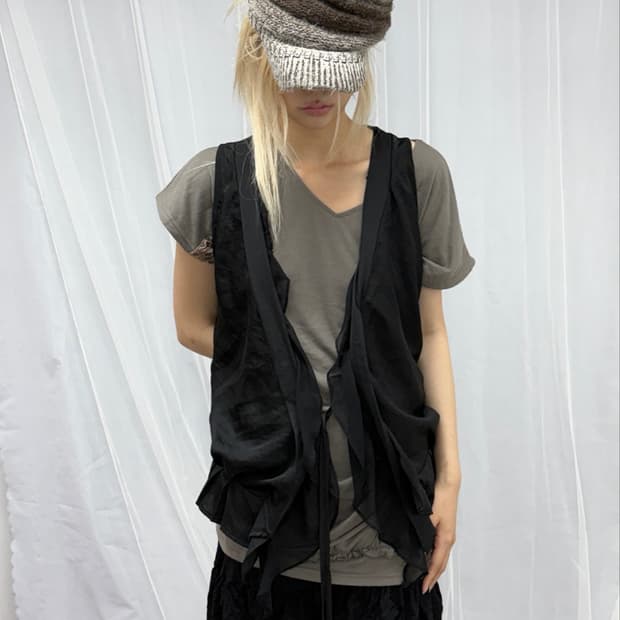 [vintage] Draped black vest