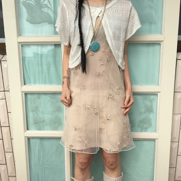 Glitter stripe pattern crochet cardigan