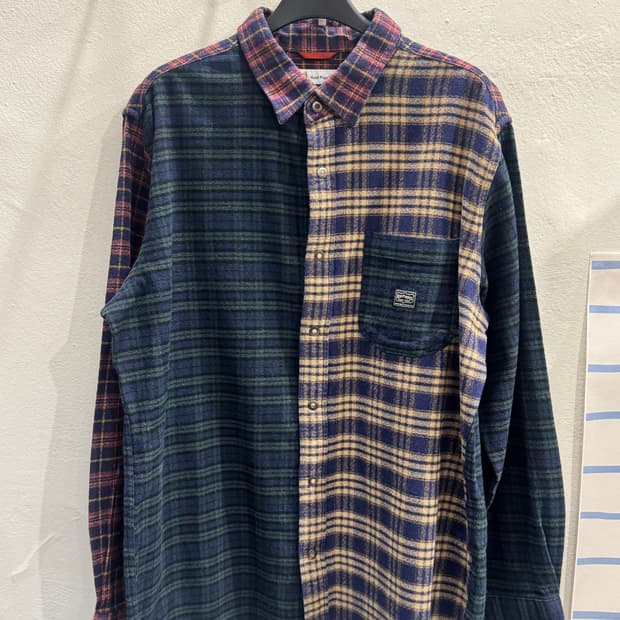 japan hush puppies 배색체크 셔츠