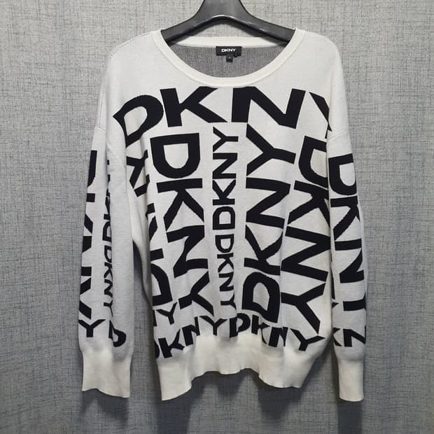 DKNY 남성 로고 레이온 라운드 니트 