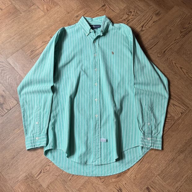 [L]90's 폴로 랄프로렌 스트라이프 애플민트 옥스포드 셔츠