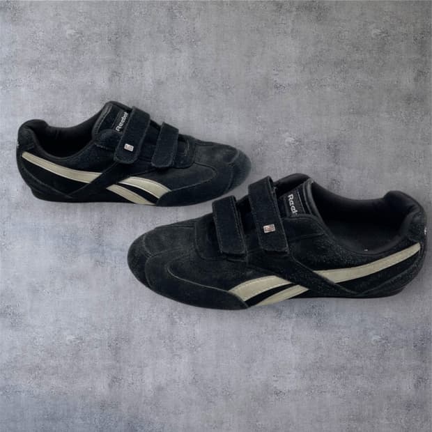 리복 Reebok 블랙 스웨이드 벨크로 스니커즈 240