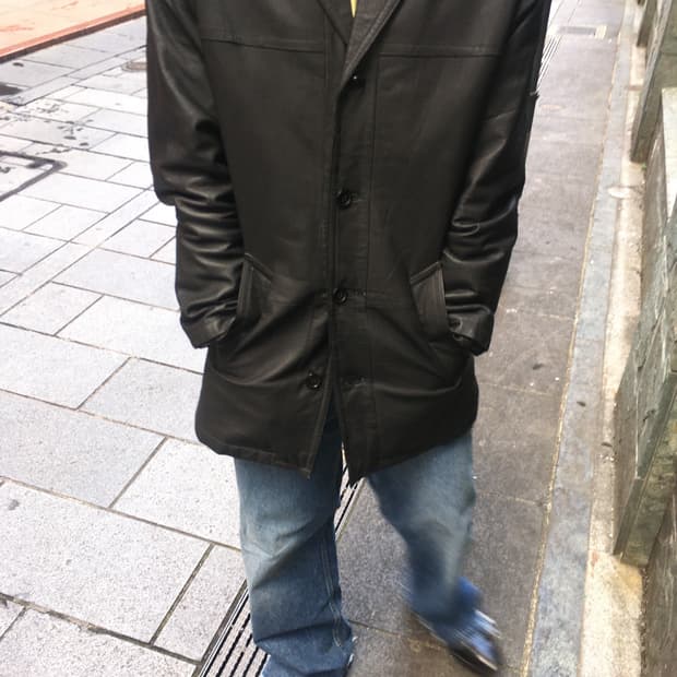 vintage real leather car coat