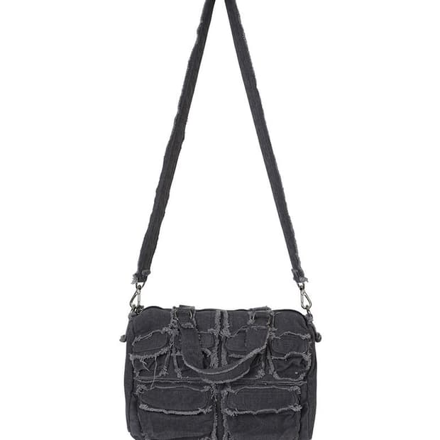 Leey 엘이이와이 데미지 멀티 포켓 카고백 차콜