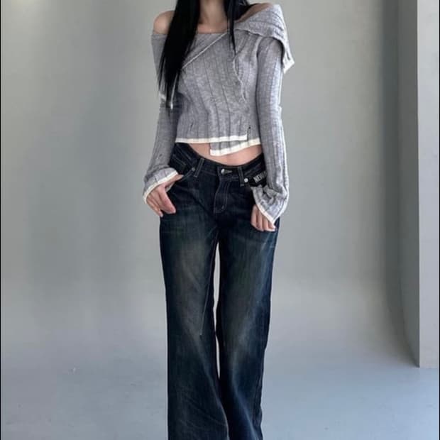 뉴얼린 데미지 빈티지 오프숄더