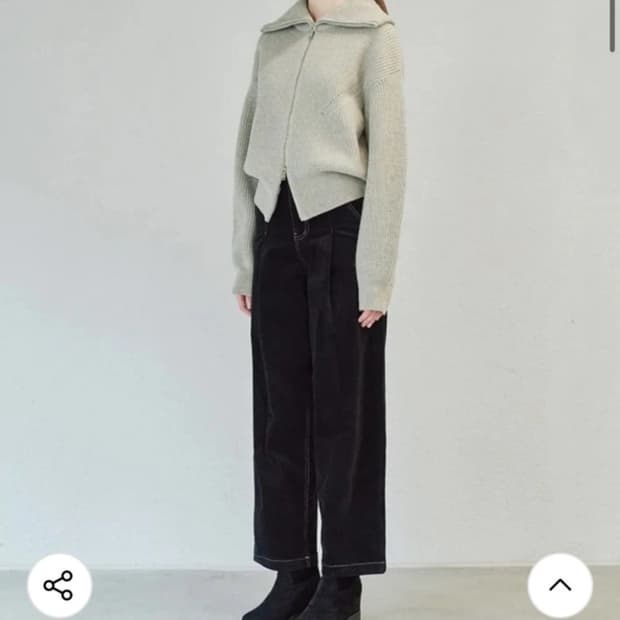 다이애그널 핀턱 와이드 벨벳 팬츠 S