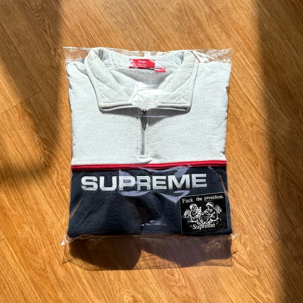 슈프림 투톤 하프집업 맨투맨