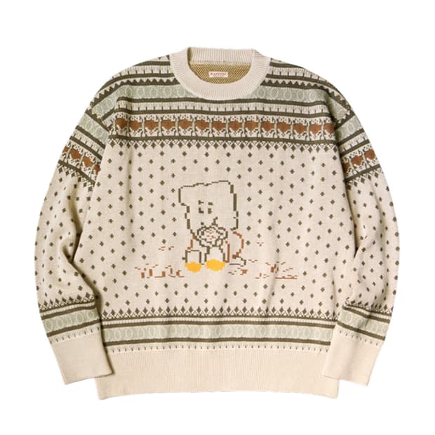 캐피탈 페어 아일 코튼 니트 카키 3사이즈