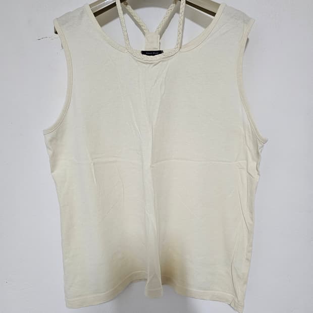 일본빈티지  스윗플뢰르 스트랩 꼬임 민소매 크림색. L