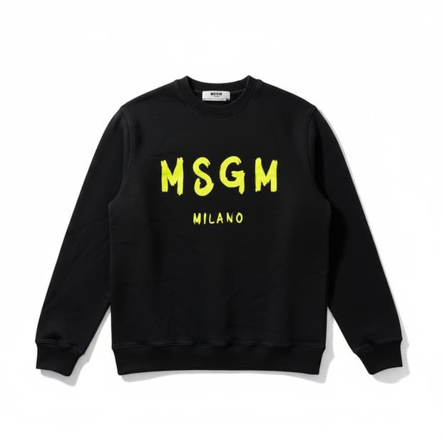 MSGM 로고 쿼트 크루넥 블랙 스웨트 셔츠 M