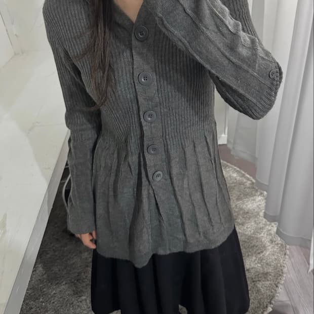 season flow knit hood cardigan