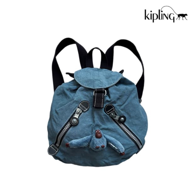 키플링 복조리 고릴라 키링 하늘색 복주머니 미니 백팩