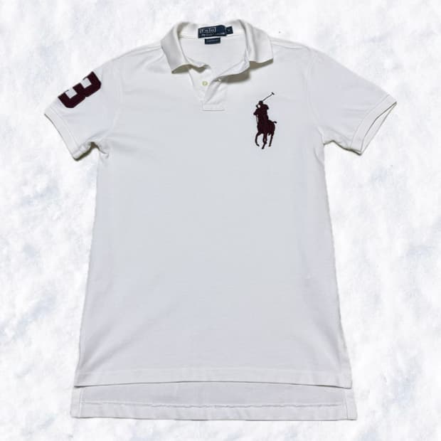 폴로 랄프로렌 빅포니 화이트 버건디 반팔 