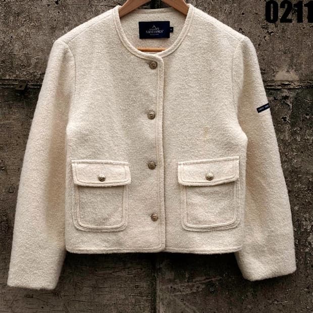 세인트제임스 울 블렌드 노카라 자켓 S 0211
