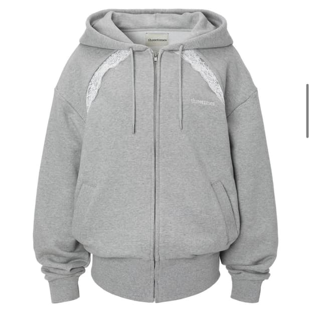 쓰리타임즈 Layered lace hoodie
