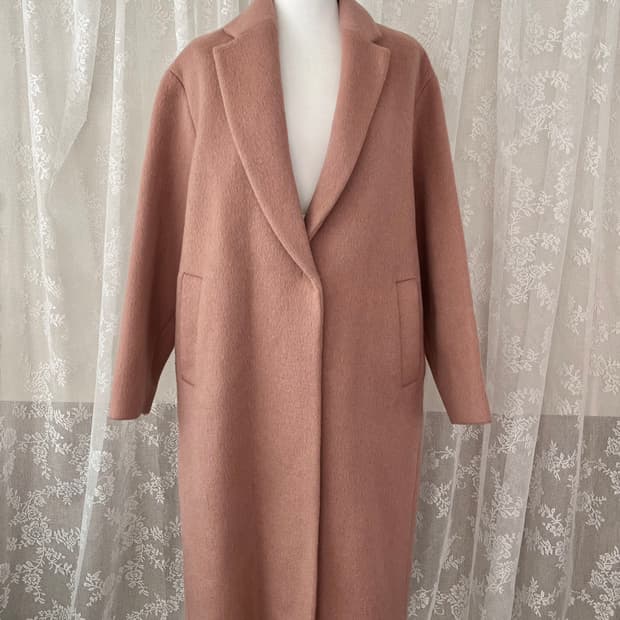 F) 룩캐스트 알파카 코트 인디핑크