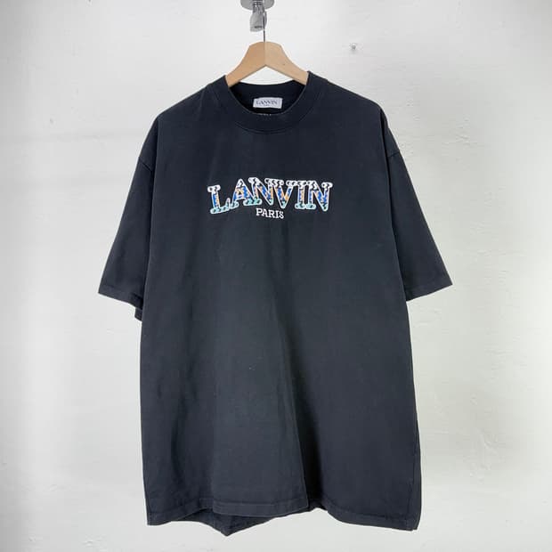 랑방 블랙 다인 로고 크루넥 하프 티셔츠