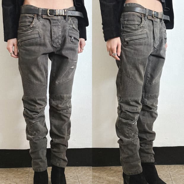 발망 더스티 디스트로이드 바이커 데님