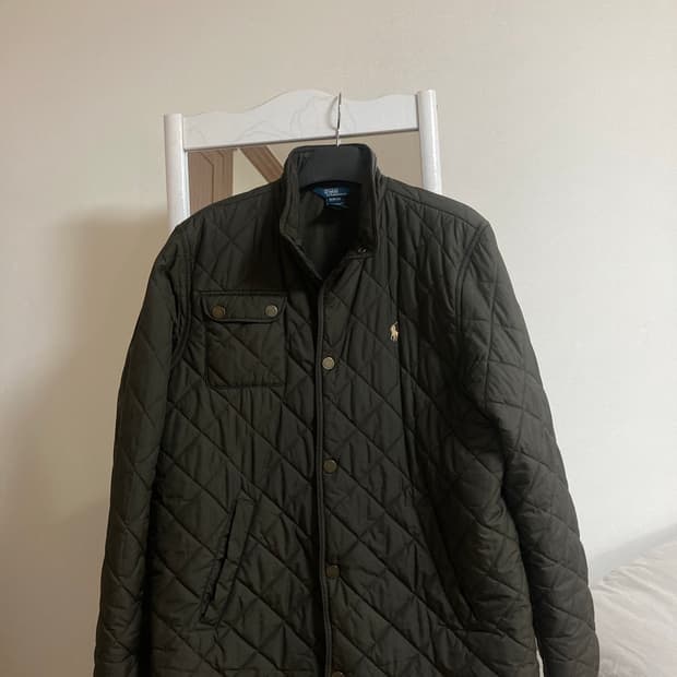 폴로 퀄팅 자켓 누빔 패딩 카키브라운 보이즈