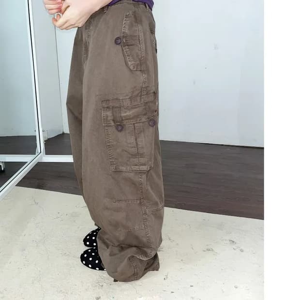 김아홉 브라운 카고 와이드 팬츠