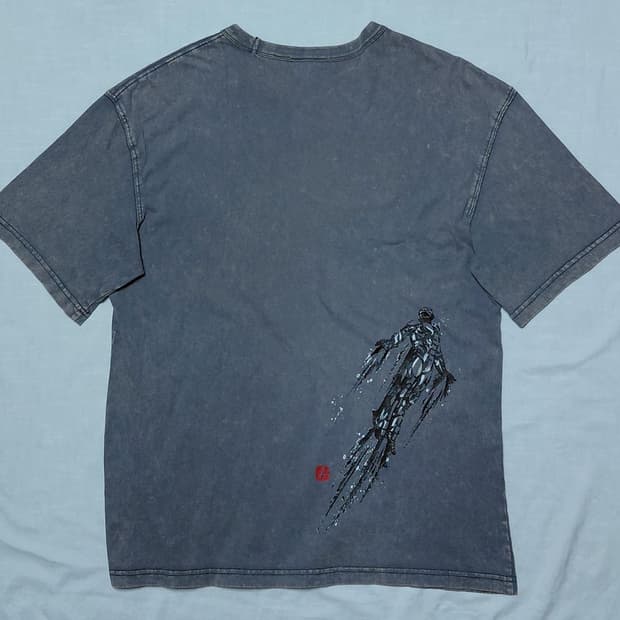 [S~M/오버핏] H&M x 마블 아이언맨 피그먼트 워싱 티셔츠